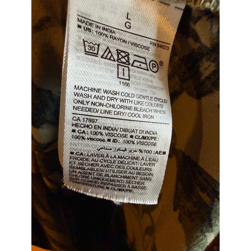 Old Navy Tropical Palm Print Sleeveless Shift Dress Olive Green Tan Rayon Large - Picture 3 of 5